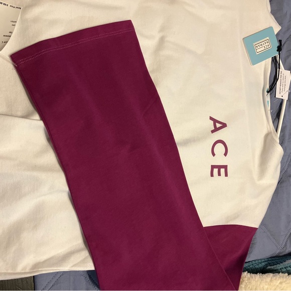 NWT $160 ACE NAYMAN long sleeve thick tee.Heavy weight tee. White & purple. Sz L - Picture 2 of 9